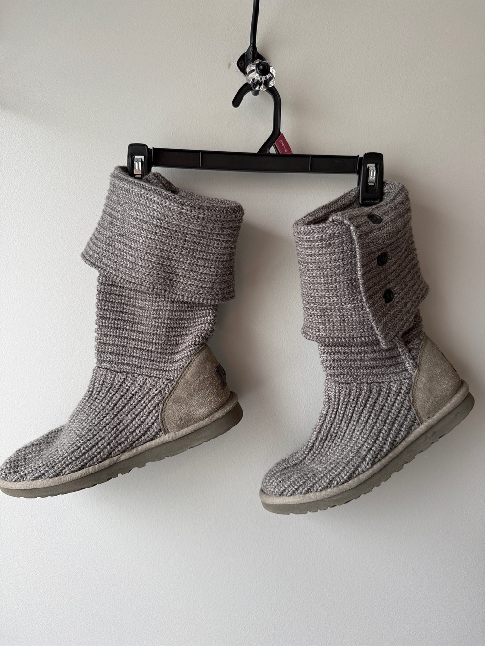 UGG Gray Knit Button Cuff Slouch sweater Boots size 8